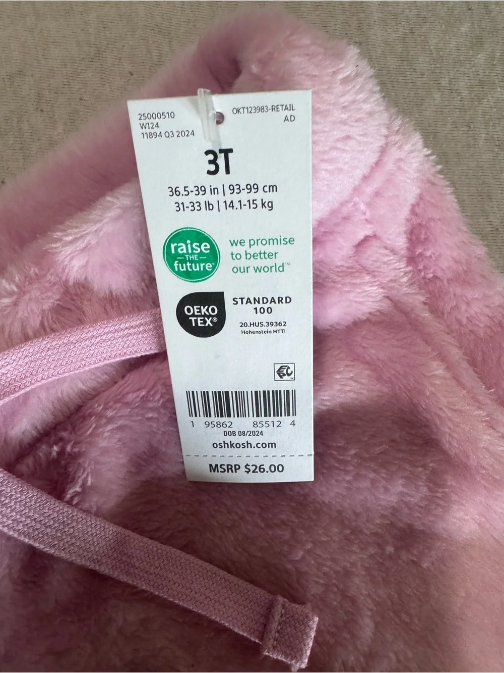 OshKosh B'gosh Pink Plush Hooded Zip Jacket